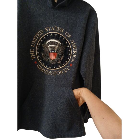 Washington DC Pullover Hoodie USA Sz M Blue Crushed Velvet Embroidery Kangaroo - Picture 3 of 16